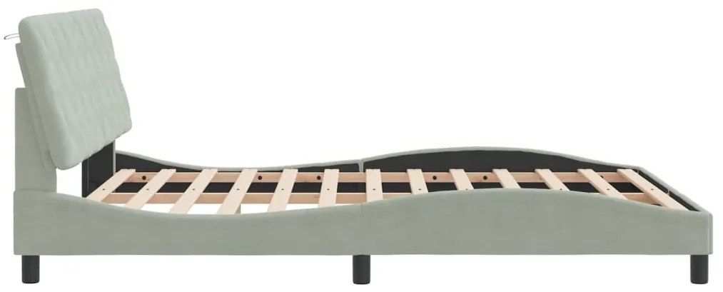 Estrutura de cama sem colchão 160x200 cm veludo cinzento-claro