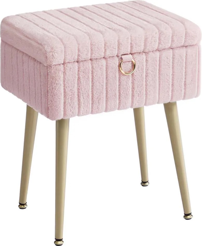 Banco toucador com espaço de arrumação 30 x 40 x 50 cm estofado Rosa