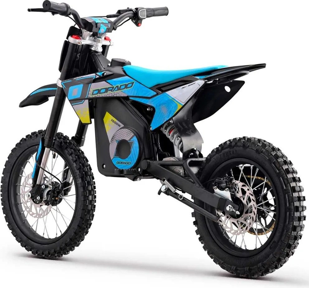 Mini moto elétrica para crianças velocidade até 38 km/h aprox. C/Limitador 1600W DORADO PD7 14/12" Azul