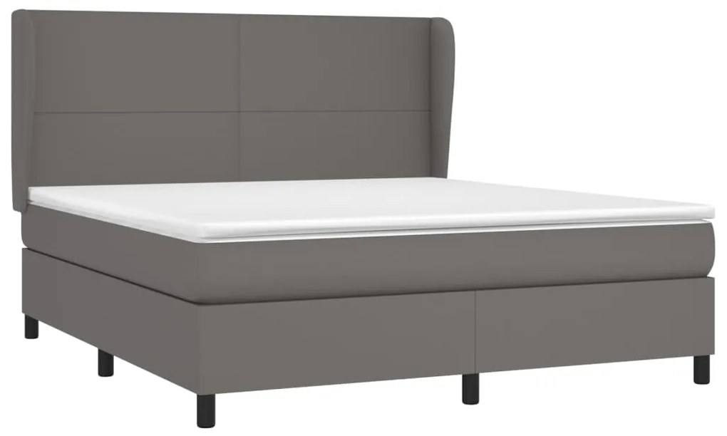 Cama com molas/colchão 180x200 cm couro artificial cinza