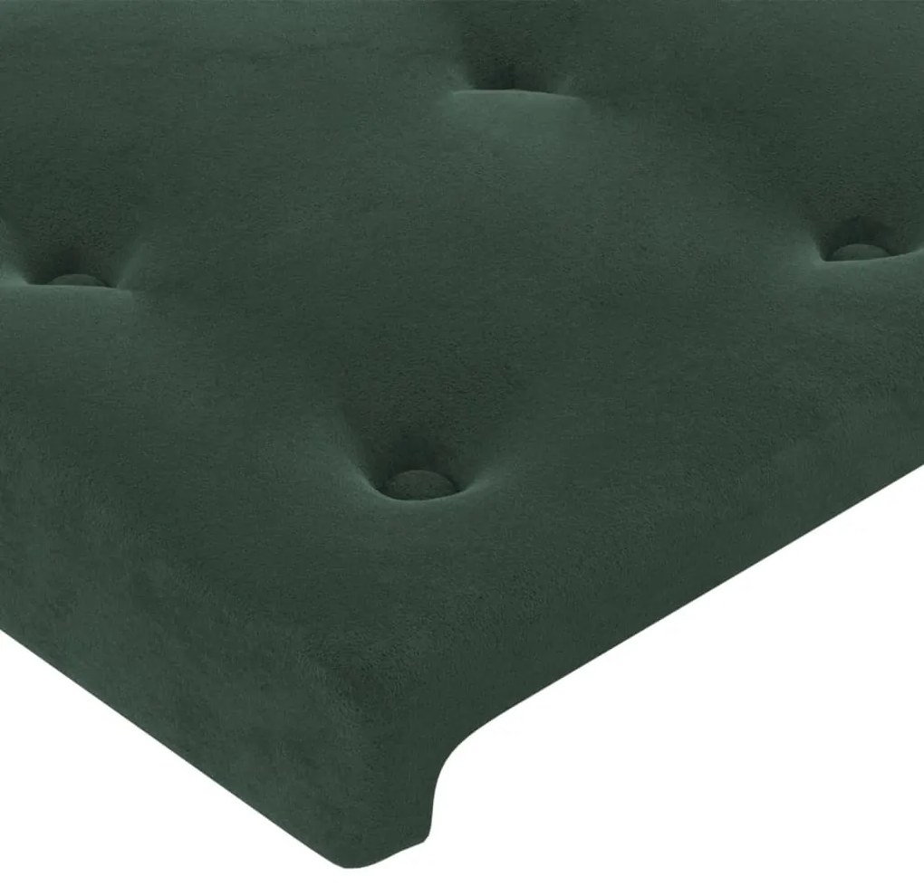 Cabeceira de cama c/ LED veludo 80x5x118/128 cm verde-escuro