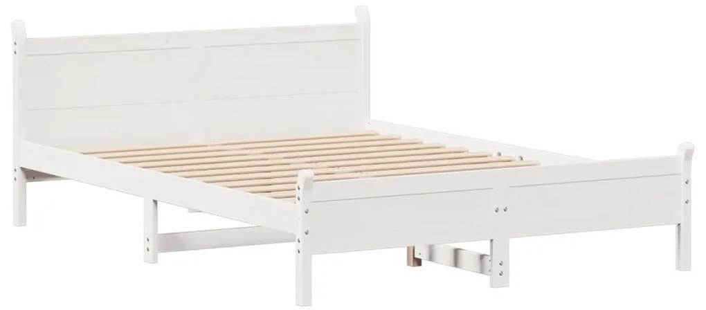 Cama sem colchão 140x200 cm madeira de pinho maciça branco