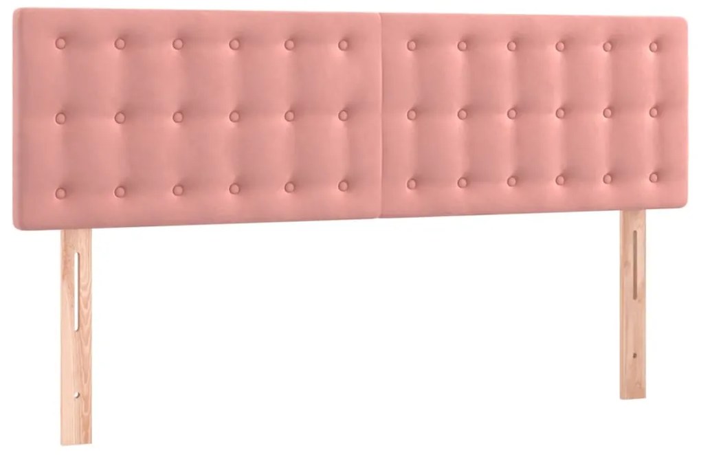 Cabeceira de cama c/ luzes LED veludo 144x5x78/88 cm rosa