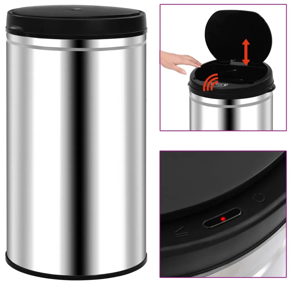 Caixote do lixo com sensor automático 60 L aço inoxidável