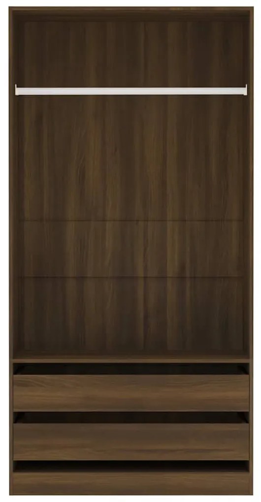 Roupeiro 100x50x200 cm derivados de madeira carvalho castanho