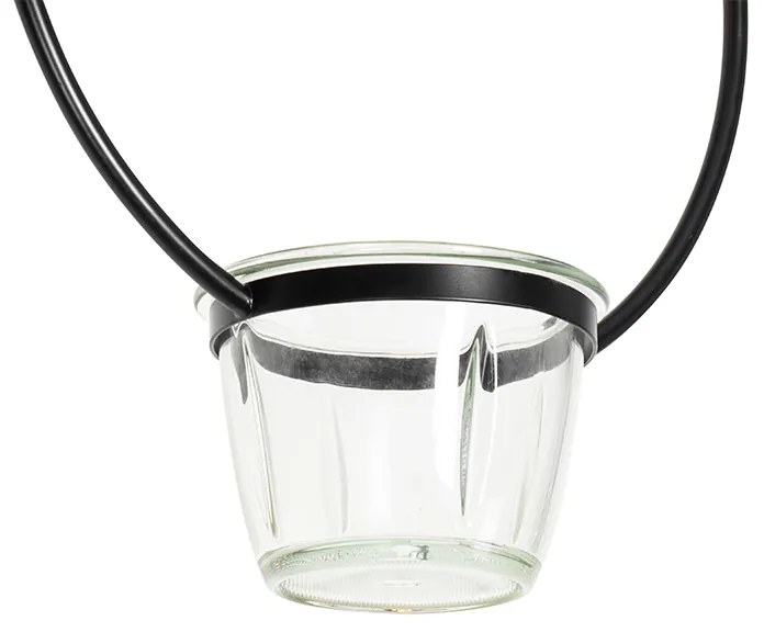 Candeeiro de teto moderno preto com vidro redondo - Roslini Moderno