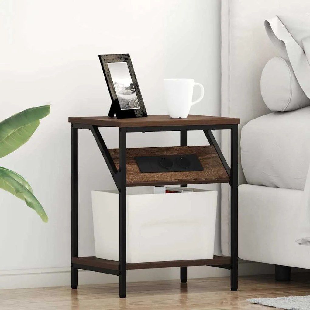 vidaXL Mesa-de-cabeceira 2 pcs Carvalho castanho 38 x 30 x 48 cm