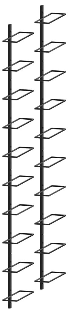 Garrafeiras de parede para 20 garrafas 2 pcs metal preto