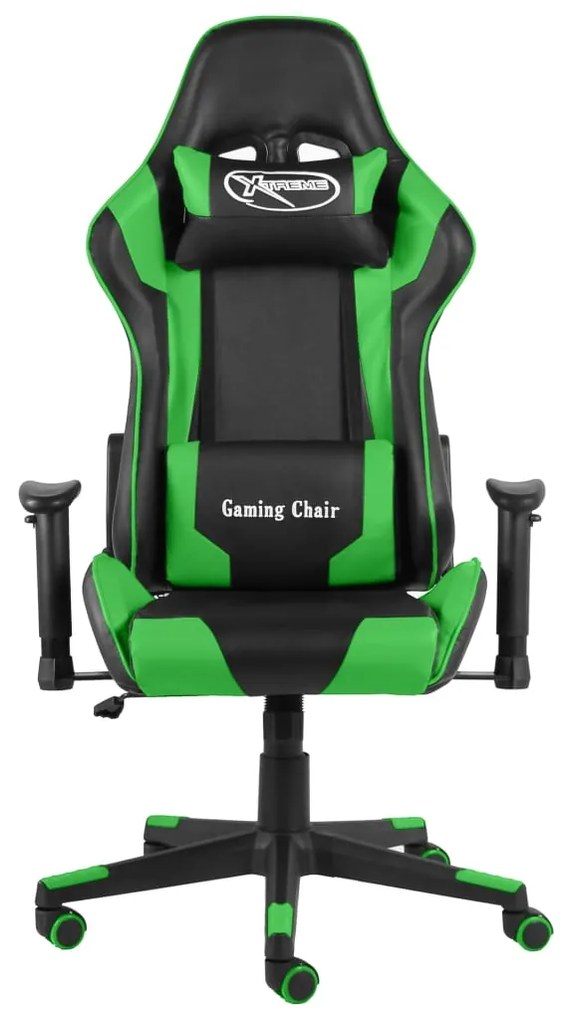 Cadeira de gaming giratória PVC verde