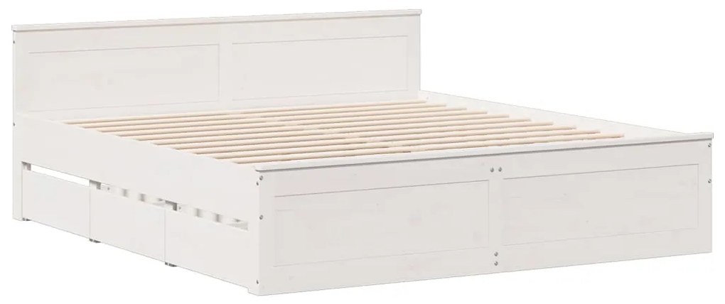 Cama com estante sem colchão 200x200 cm pinho maciço branco
