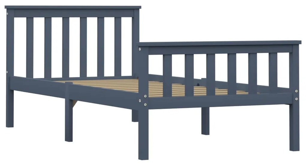 Estrutura de cama 100x200 cm madeira pinho maciço cinzento