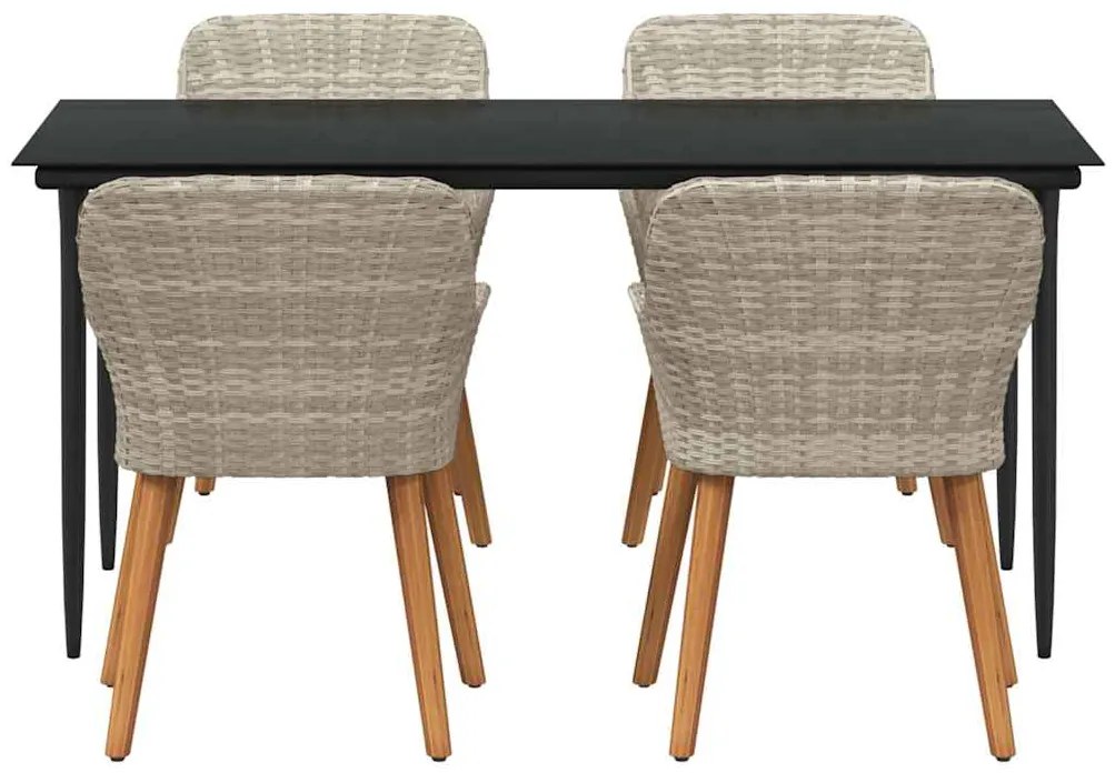Conjunto de sala de jantar 5 pcs Cinza claro e preto Largo