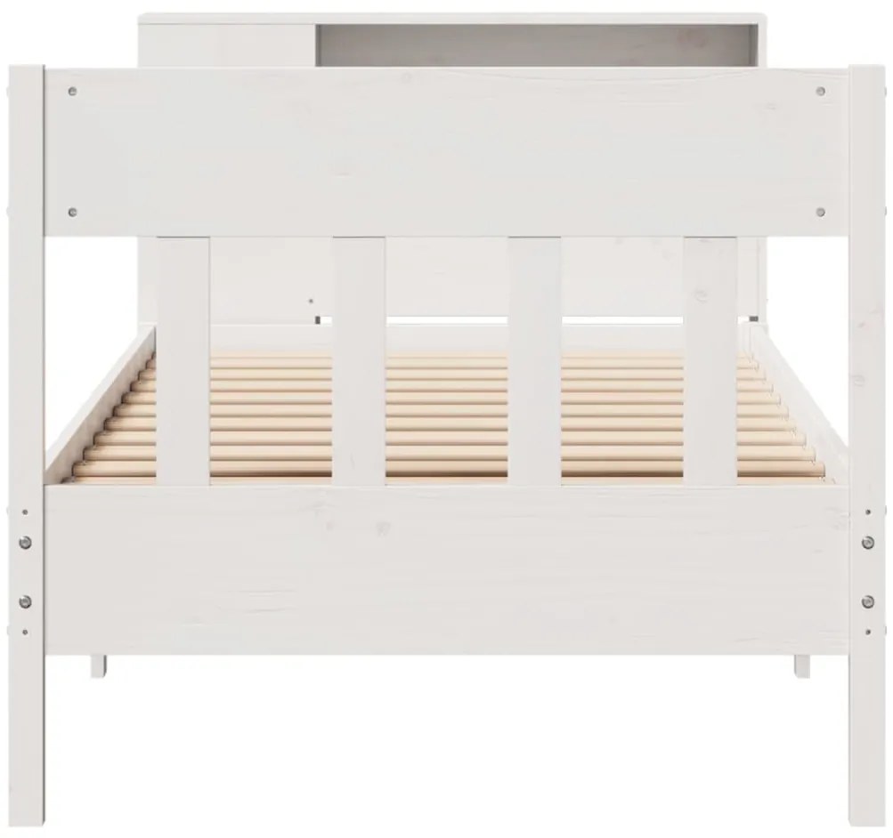Cama com estante sem colchão 90x190 cm pinho maciço branco