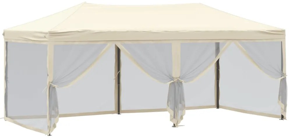 Tenda para festas dobrável com paredes laterais 3x6 m creme