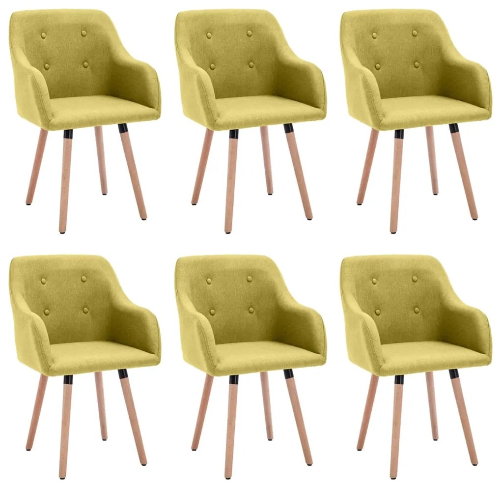 3056719 vidaXL Cadeiras de jantar 6 pcs tecido verde