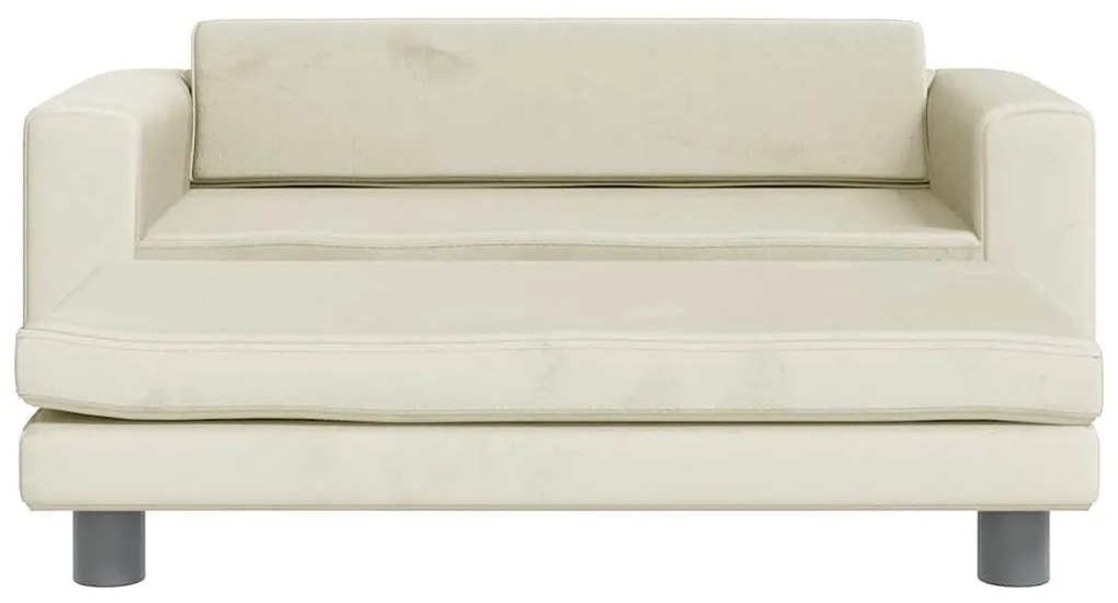Sofá infantil com apoio de pés 100x50x30 cm veludo cor creme