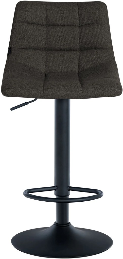 Banco de bar Jerry em tecido com estrutura preta 87-108,5 x 43 x 46,5 cm Cinzento escuro