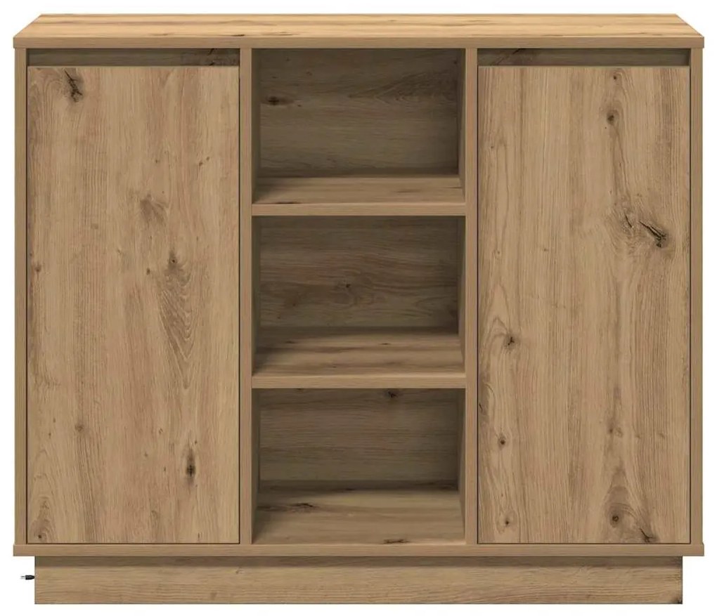 Aparador com LED Carvalho Artesanal 90x32x75 cm Madeira Derivada