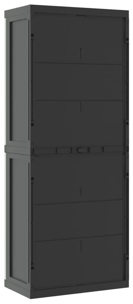 Móvel de arrumação para exterior 65x37x165 PP cinzento e preto