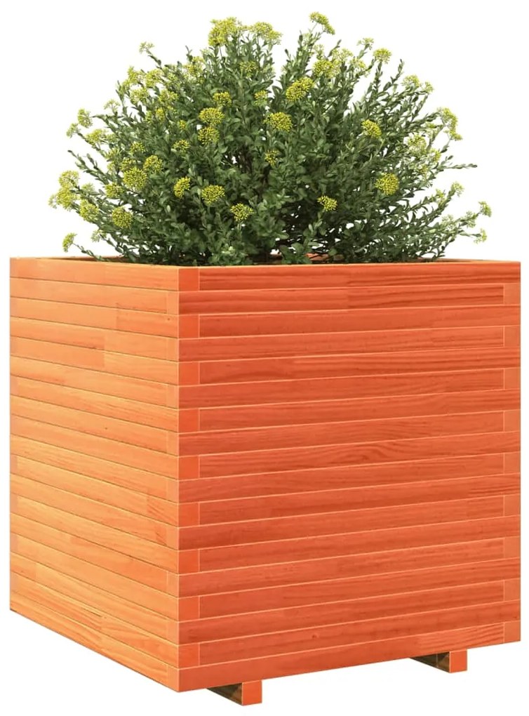 Vaso/floreira de jardim 70x70x72 cm pinho maciço castanho mel