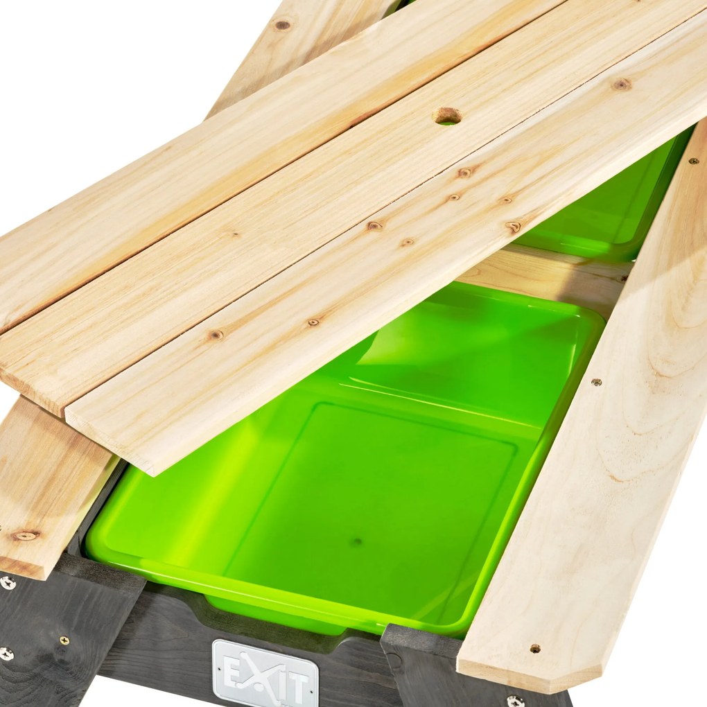 Mesa de piquenique para crianças (2 bancos) com guarda-sol e ferramentas de jardinagem cinzenta