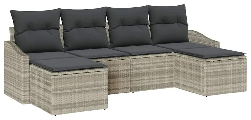 Conjunto de Jantar para Jardim de 6 Peças com Almofadas em Rattan Sint