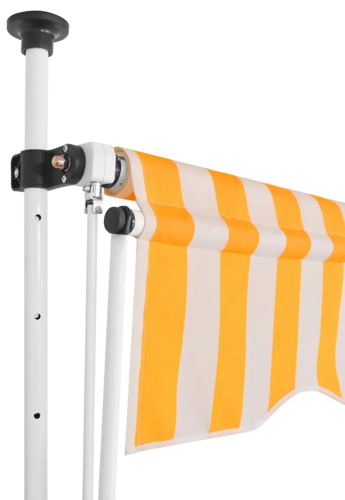 Toldo retrátil manual 250 cm riscas laranjas e brancas