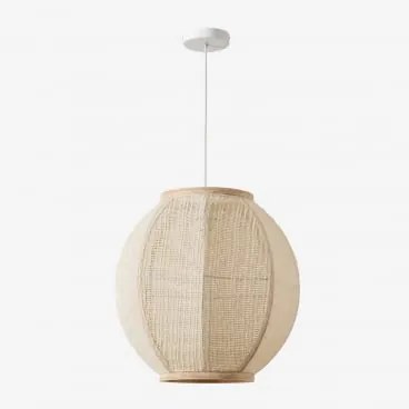 Lâmpada De Teto Suspensa Em Linho Ziyec Beige Creme & Ø45 Cm - Sklum