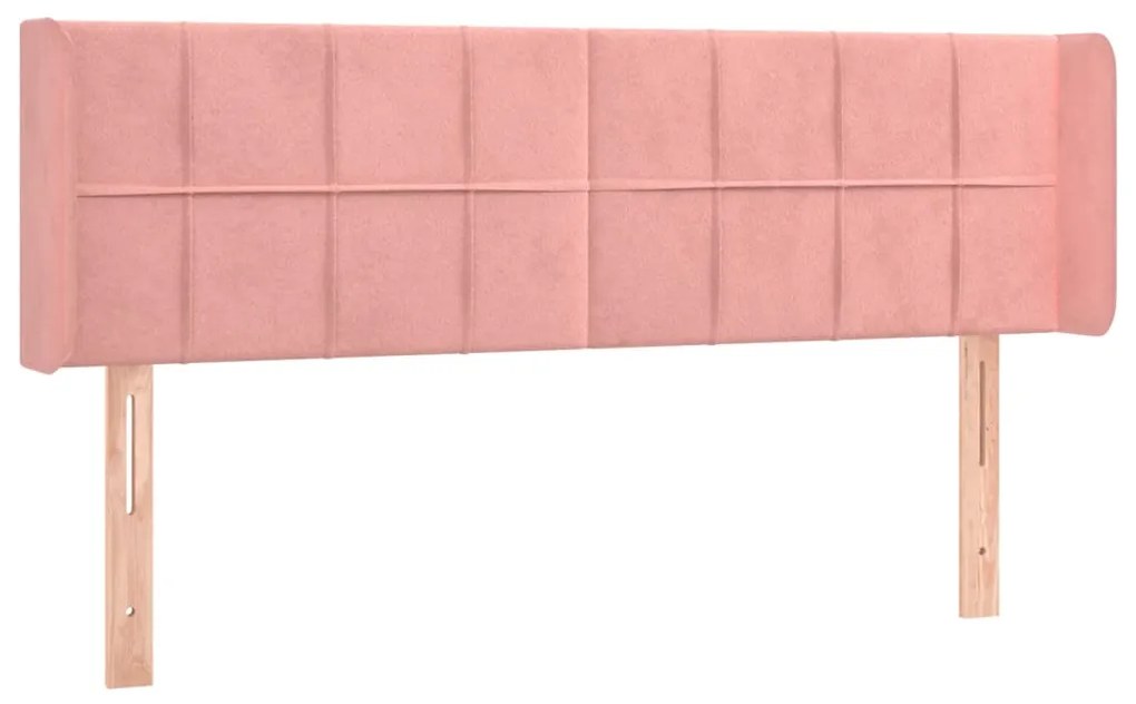Cabeceira de cama c/ luzes LED veludo 147x16x78/88 cm rosa