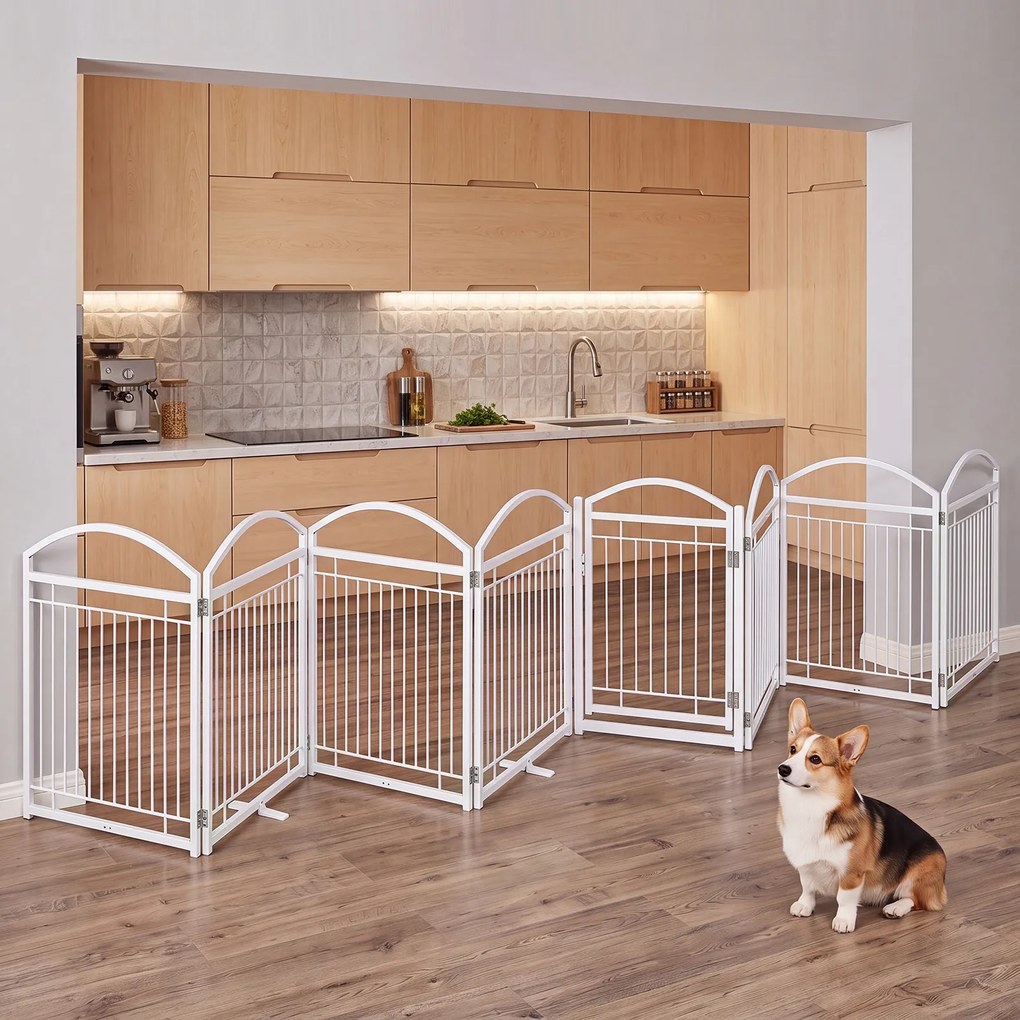Vedação para Cães de 8 Painéis, 480 x 81 cm, Dobrável, Branco