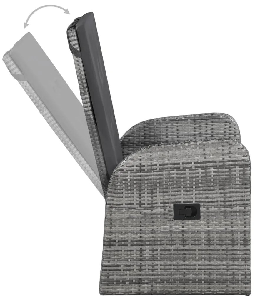 7 pcs conjunto de jantar de jardim cinzento
