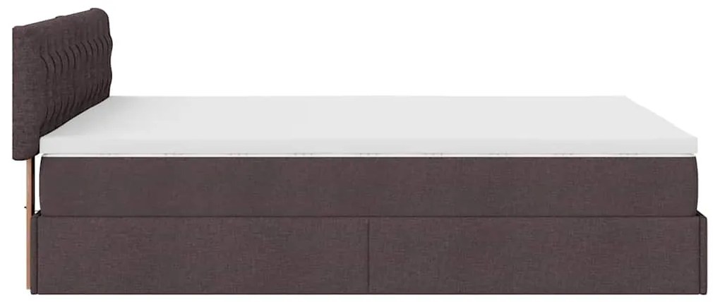 Estrutura cama otomana colchão 140x200cm tecido castanho escuro