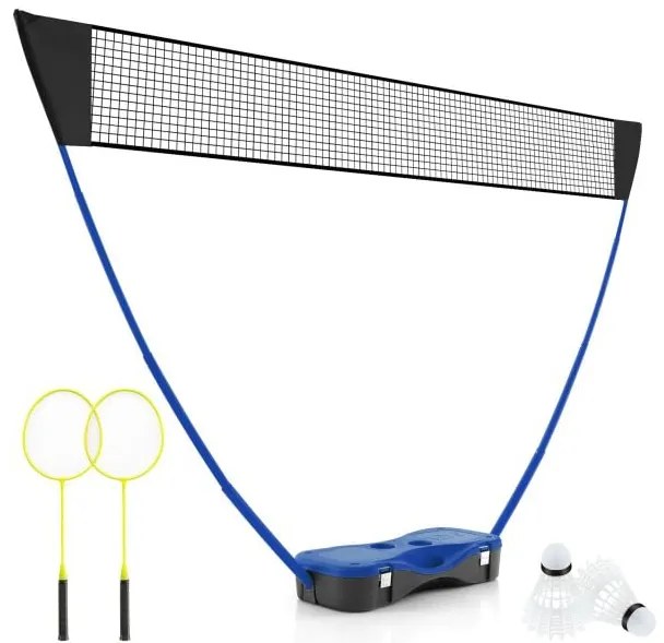 Conjunto de rede e raquete de badminton Conjunto de badminton portátil 2 petecas Rede premium 2 raquetes Caixa de armazenamento Jogo preto