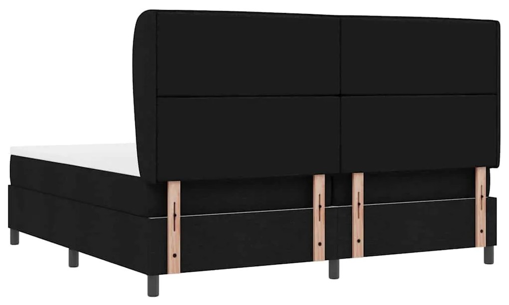 Cama Box com colchão preto de 200 x 200 cm, tecido.
