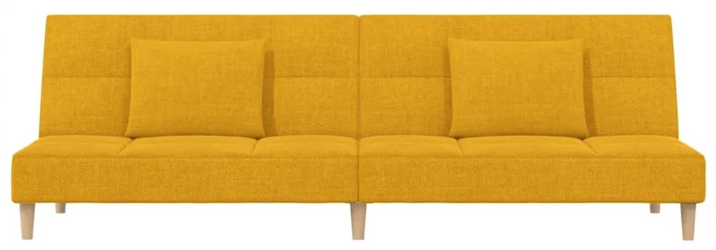 Sofá-cama 2 lugares com duas almofadas tecido amarelo