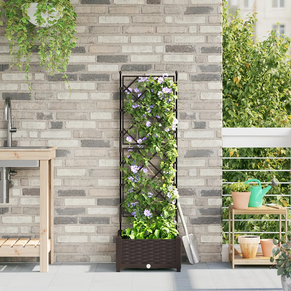 Jardineira com Treliça vidaXL Marrom 40x40x125,5 cm