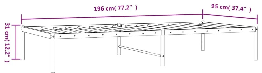 Estrutura de cama metal 90x190 cm preto