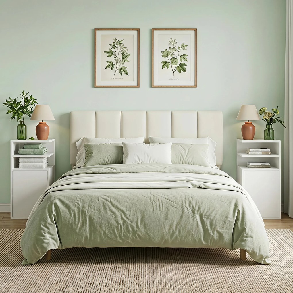 Conjunto de 2 Mesas de Cabeceira com Armário e Compartimentos Abertos, 25x30x60 cm, Branco