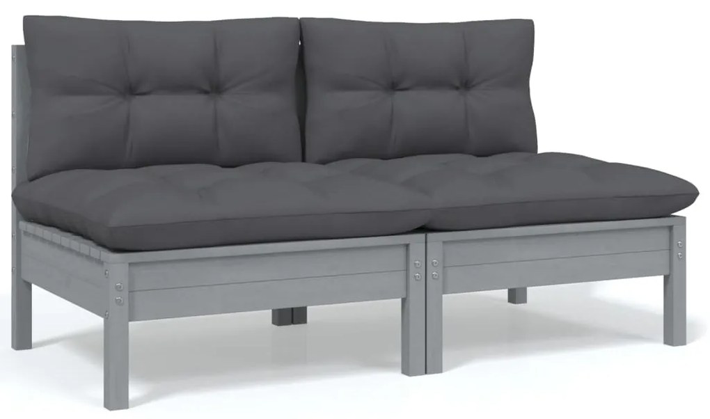 4 pcs conjunto lounge de jardim + almofadões pinho maciço