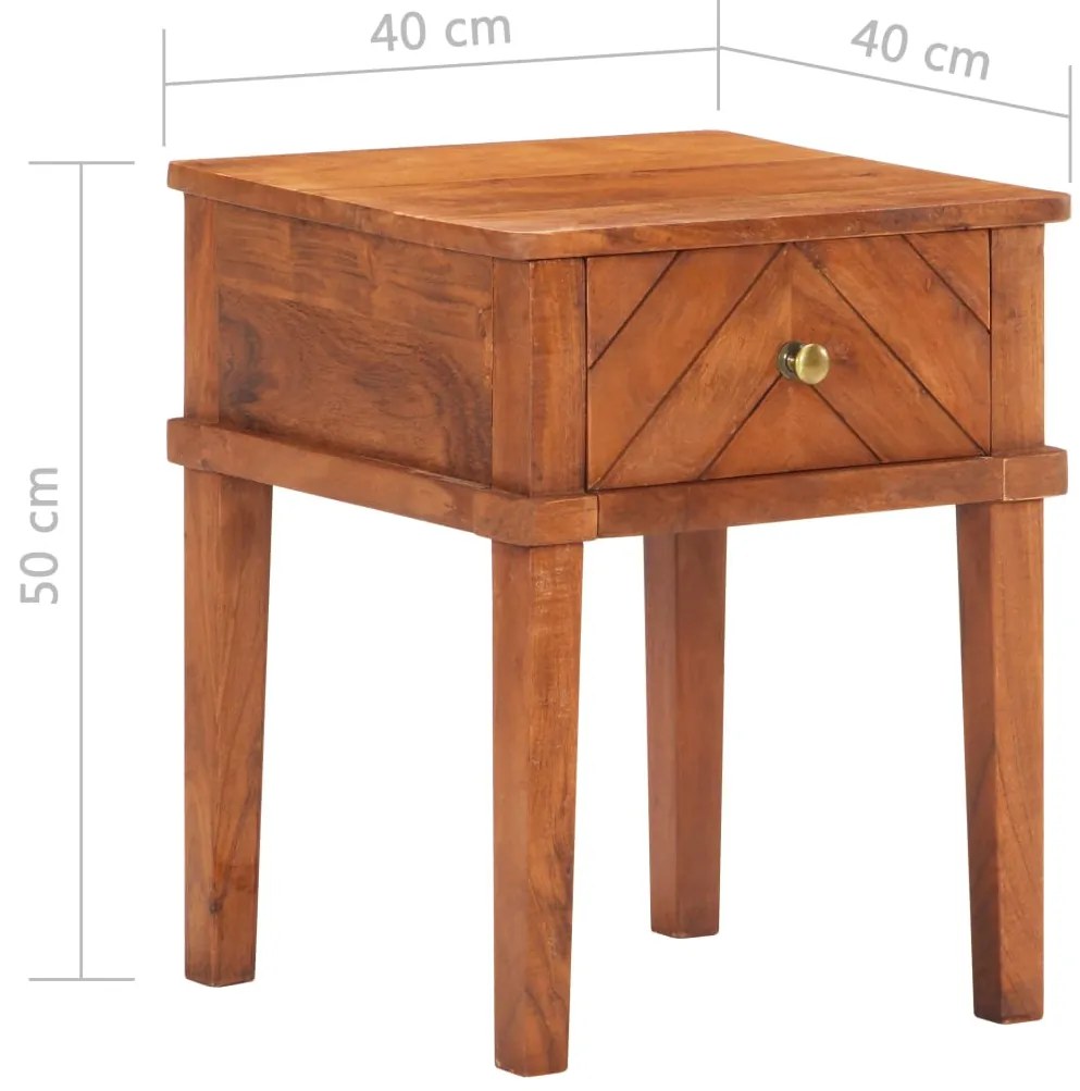 Mesa de cabeceira 40x40x50 cm madeira de acácia maciça