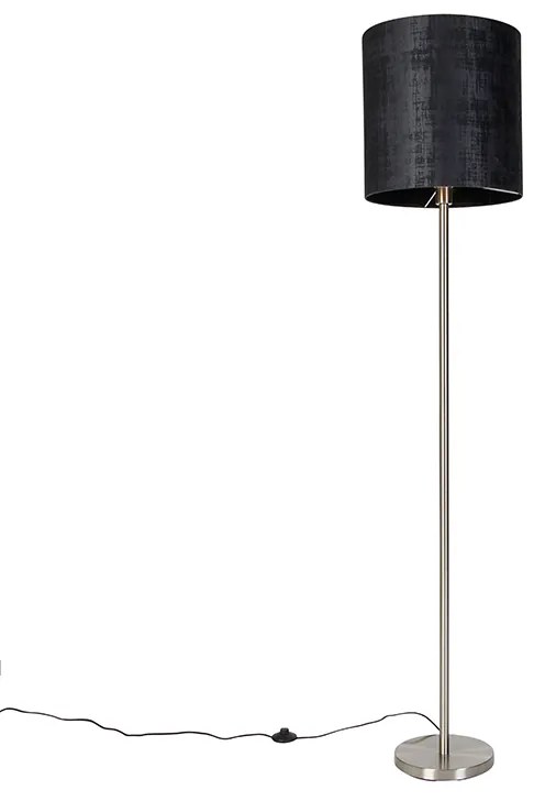 Candeeiro de pé moderno em aço com cúpula preta 40 cm - Simplo Moderno