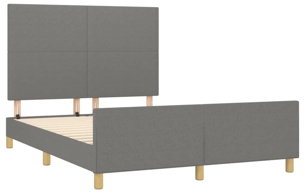 Estrutura de cama sem colchão 140x200 cm tecido cinzento-escuro