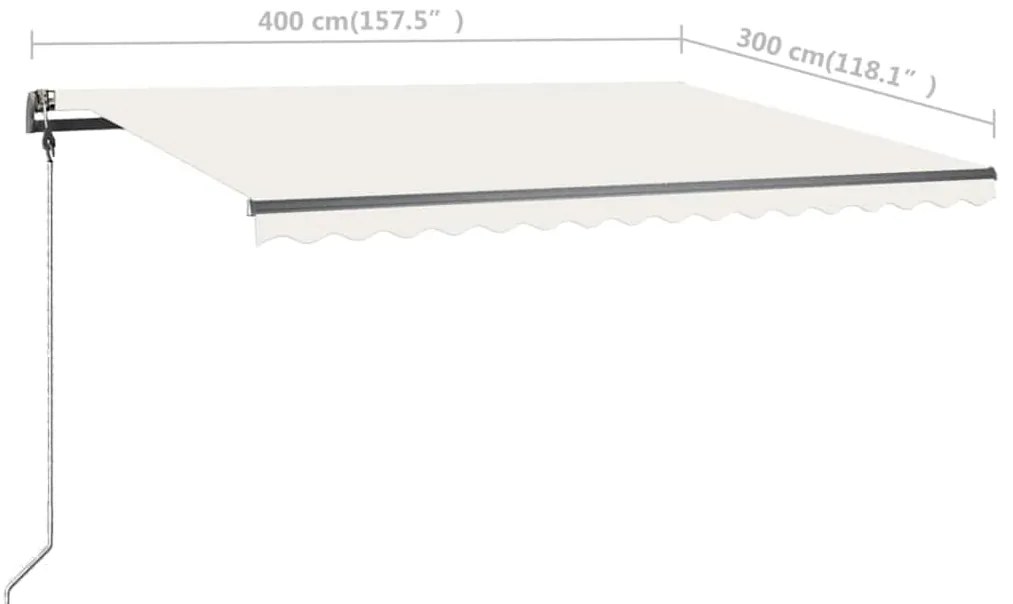 Toldo retrátil manual com LED 400x300 cm cor creme