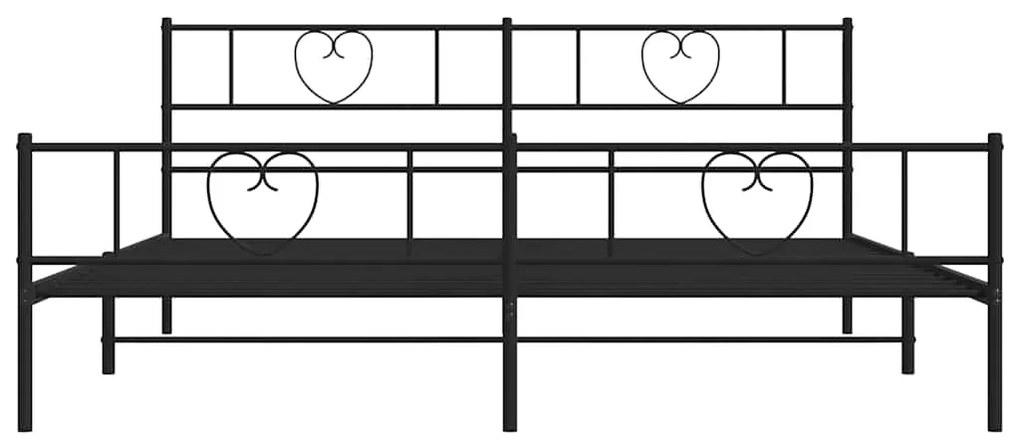 Estrutura de cama com cabeceira e pés 193x203 cm metal preto