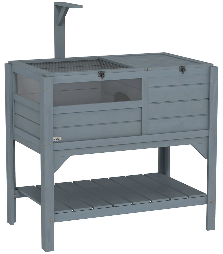 PawHut Casa recinto para tartarugas em pé com prateleira de arrumação em madeira de pinho - dim. 103A x 84C x 51L cm | Aosom Portugal