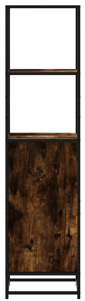 Armário alto 35,5x35x139 cm madeira e metal carvalho fumado