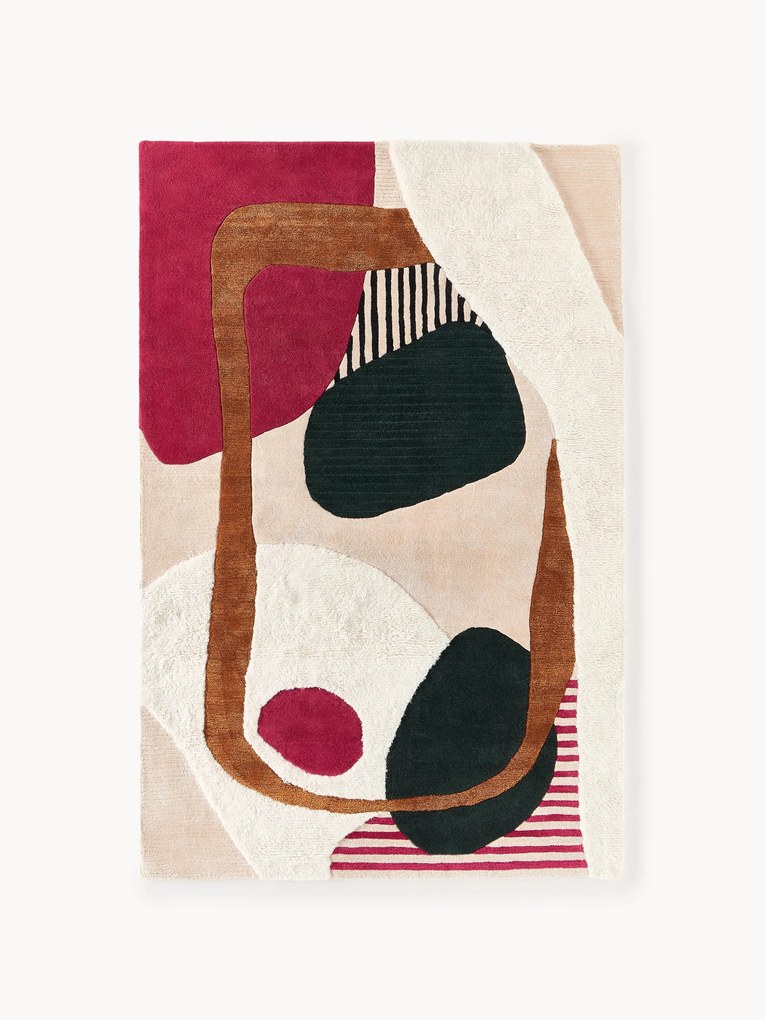 Tapete em lã artesanal com relevo Rosco