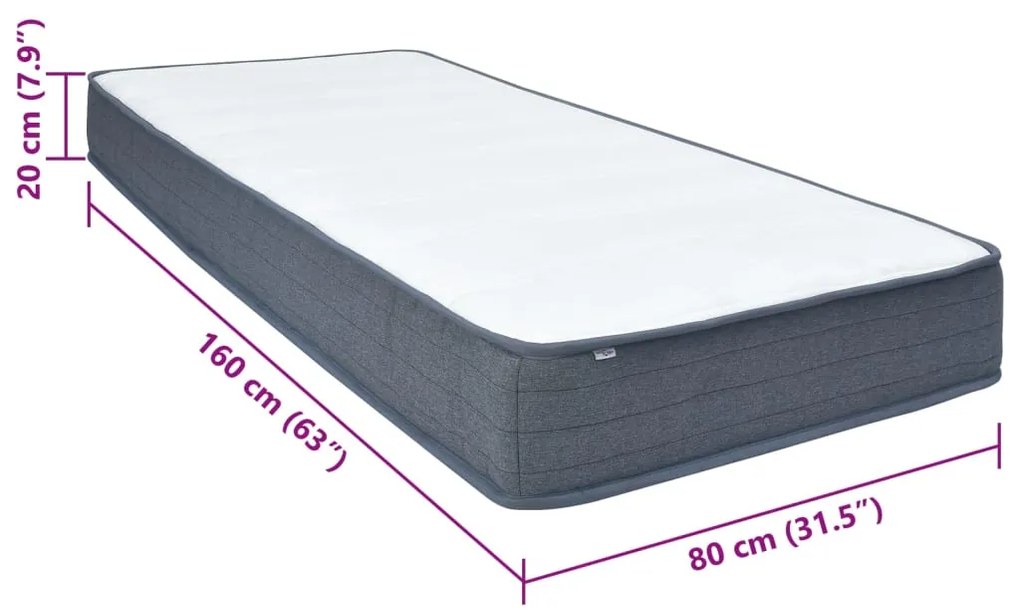 Colchão para cama box spring 160x80x20 cm tecido