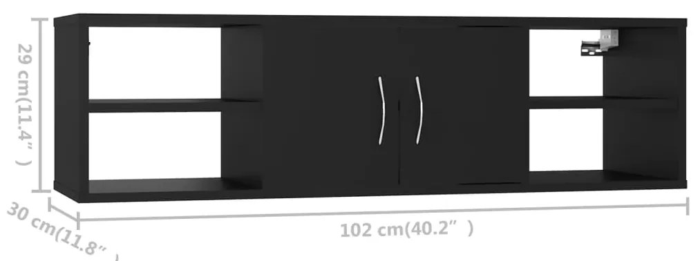 Estante de parede 102x30x29 cm derivados de madeira preto