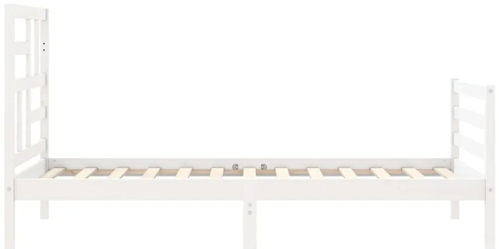 Estrutura de cama com cabeceira 100x200cm madeira maciça branco